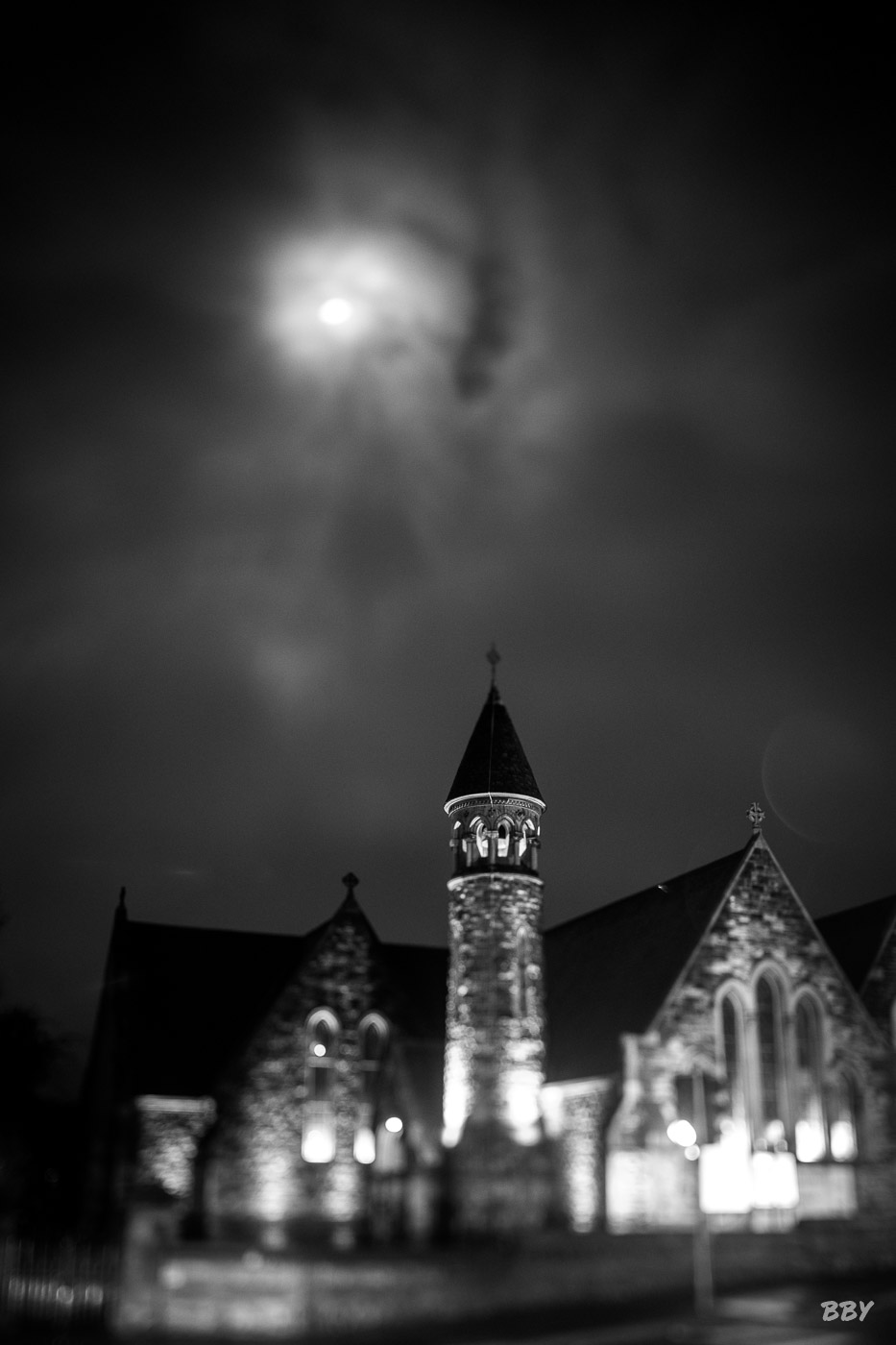 Arbre,  Paysage,  ciel,  lune nocturne,  église,  tour,  lumière,  lieu de culte,  sky,  night moon,  church,  tower,  light,  place of worship